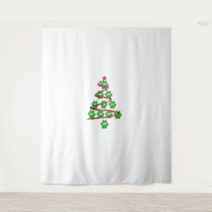 Dog Paws Print Christmas Tree for Dog Lovers Tapestry
