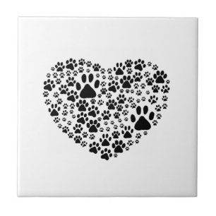 Dog Paws, Puppy Paws, Animal Paws, Heart, Pet Tile