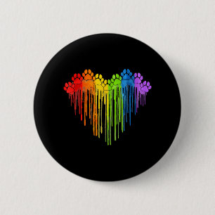 Dog Paws Rainbow Heart Dog Lover Gay Pride Lgbt 2 Inch Round Button