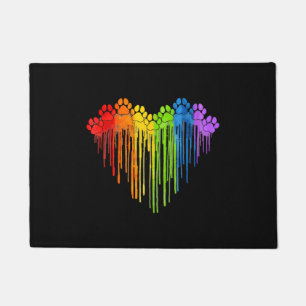 Dog Paws Rainbow Heart Dog Lover Gay Pride Lgbt Doormat