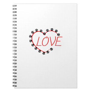 Dog Paws Red Heart Love Notebook