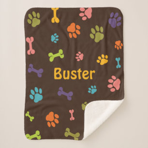 Dog Paws Sherpa Dog Blanket
