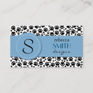 Dog Paws, Traces, Paw-prints - White Black Business Card