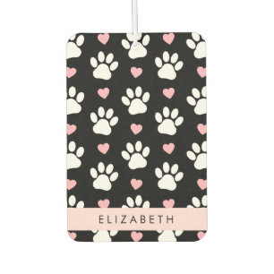 Dog Paws, White Paws, Pink Hearts, Your Name Air Freshener