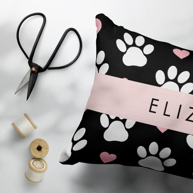 Dog Paws, White Paws, Pink Hearts, Your Name Pillowcase (Creator Uploaded)