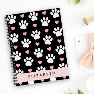 Dog Paws, White Paws, Pink Hearts, Your Name Planner