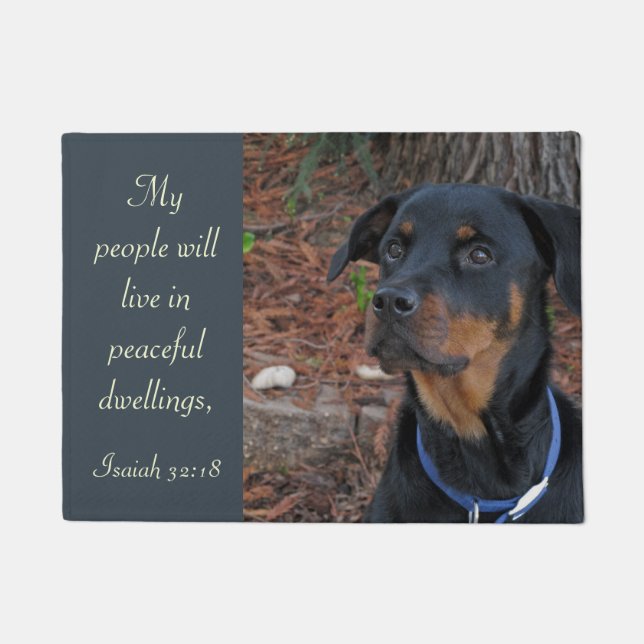 Dog Peaceful Dwelling Scripture Doormat (Front)