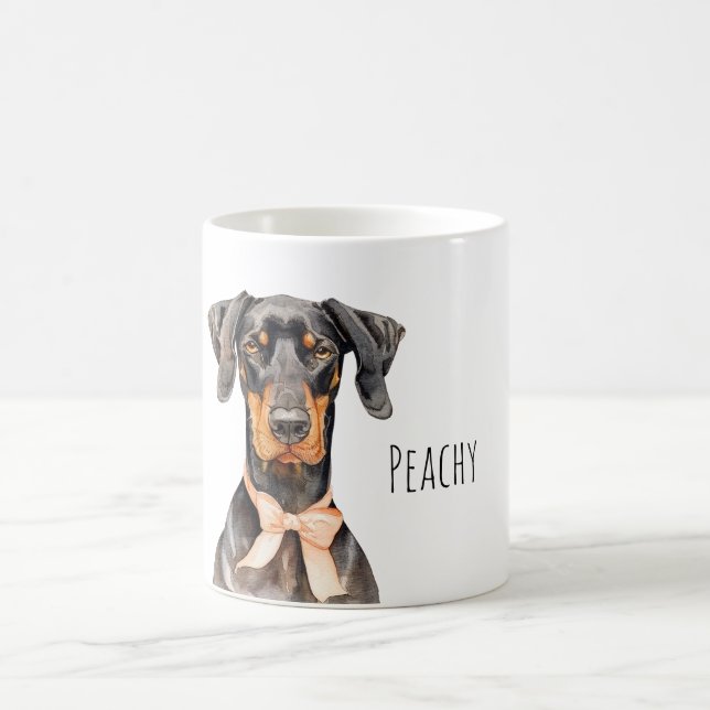 Dog Peach Bow Coffee Mug (Center)