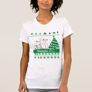 Dog Peeing on Snowman Ugly Christmas Sweater City