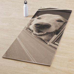 Dog Peeking Out a Car Window Yoga Mat