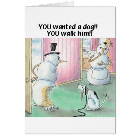 Dog Pees on Snowman Card