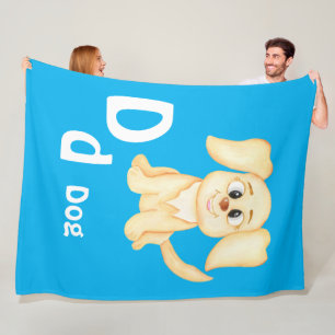 Dog personalize ABC: Letter D - Add Your Name Fleece Blanket