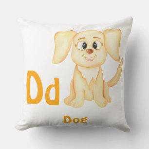 Dog personalize ABC: Letter D - Add Your Name Throw Pillow