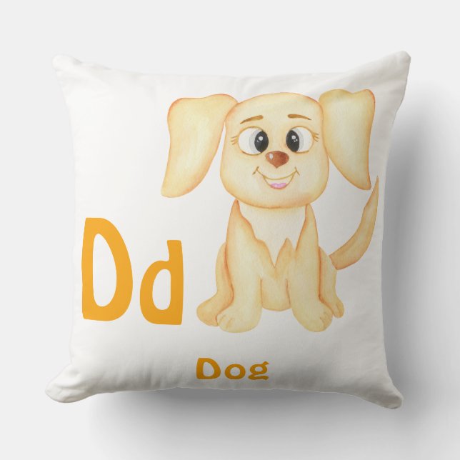 Dog personalize ABC: Letter D - Add Your Name Throw Pillow (Front)