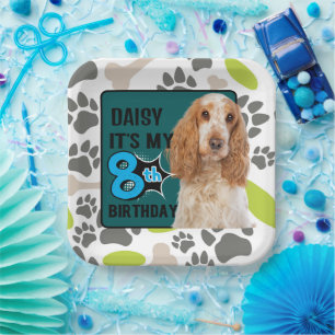 Dog Personalized 8th birthday party Paper Plates