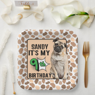 Dog Personalized 9th birthday party Paper Plates