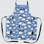 Dog Personalized Apron<br><div class="desc">Fun cartoon dog pattern on a blue background,  which can be changed in the design tool.  Change the name to personalize.  Original art by Nic Squirrell. Perfect for dog moms and dads and animal and pet lovers.</div>