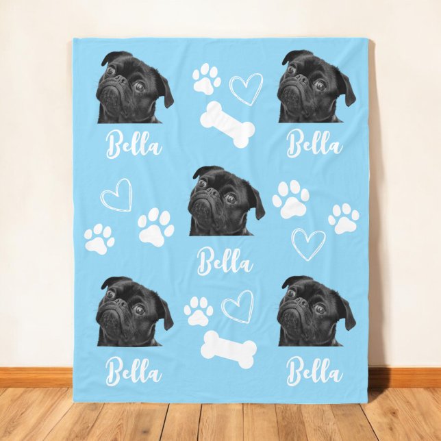 Dog Personalized Love Pet 5 Photo Collage Fleece Blanket (Creator Uploaded)