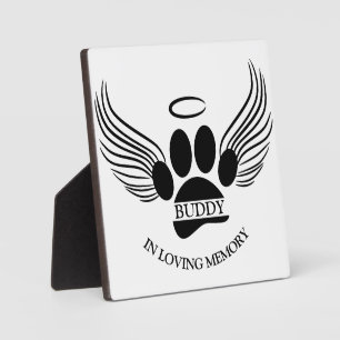Dog Pet Angel Wings Memorial Custom Name Plaque