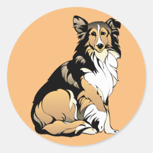 dog pet animal rough collie classic round sticker