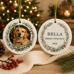 Dog Pet Christmas Personalized Photo Ceramic Ornament