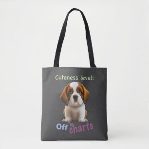 Dog Pet Cuteness Level Cute Adorable Funny Quote Tote Bag