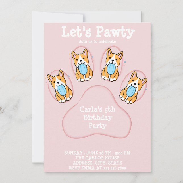 Dog Pet Invitation Birthday cards (Front)