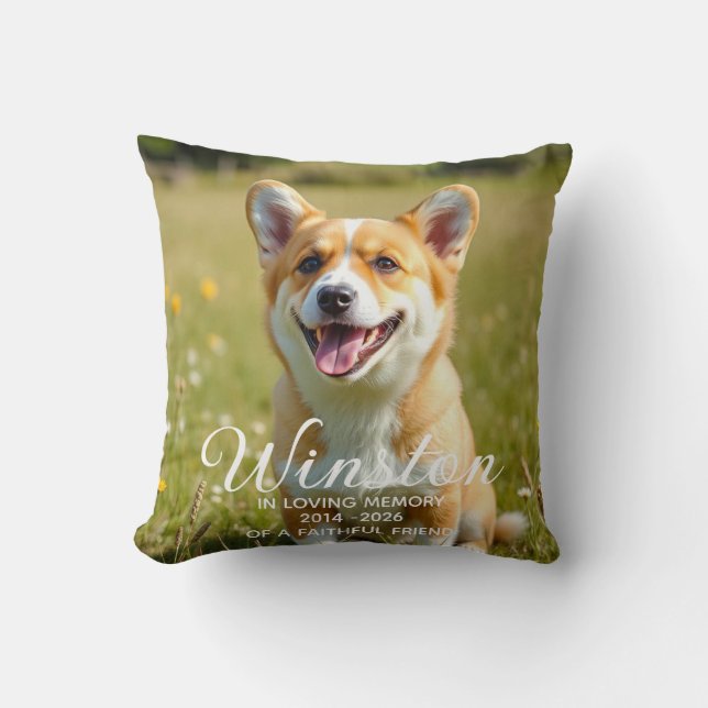 Dog Pet Loss Memorial Throw Pillow (Front)