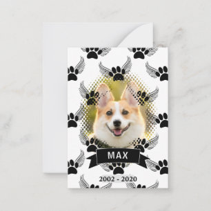 Dog Pet Memorial Custom Black And White Card