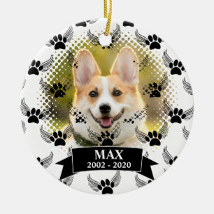 Dog Pet Memorial Custom Black And White Ceramic Ornament