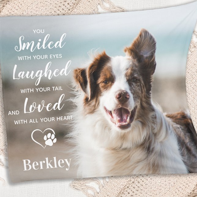 Dog Pet Memorial Personalized Photo Remembrance Fleece Blanket (Creator Uploaded)