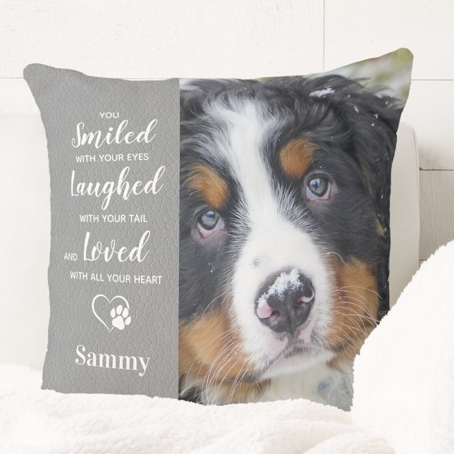 Dog Pet Memorial Personalized Remembrance Gift Throw Pillow (Creator Uploaded)