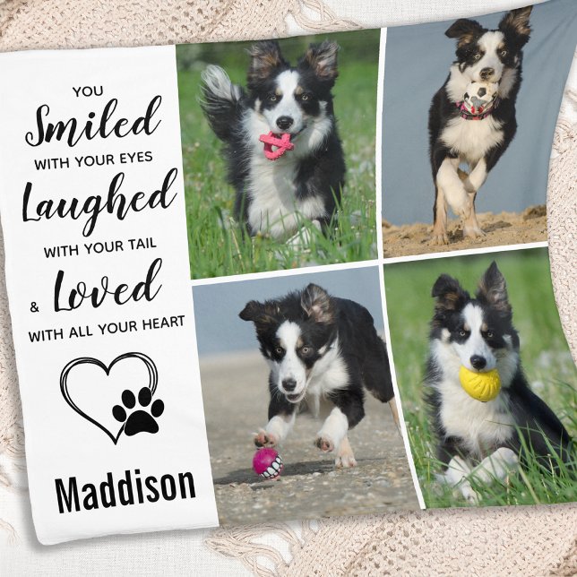 Dog Pet Memorial - Remembrance Photo Collage Fleece Blanket (Creator Uploaded)