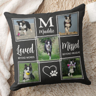 Dog Pet Memorials Keepsake Photo Collage Throw Pillow