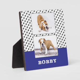Dog Pet Paw Print 2 Photo Collage Keepsake Plaque