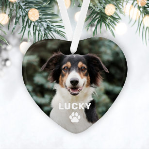 Dog Pet Paw Print Personalized Photo Ornament