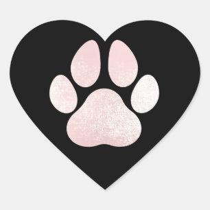 Dog Pet Paw Rose Black Glitter Heart Spark Heart Sticker