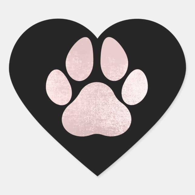 Dog Pet Paw Rose Black Glitter Heart Spark Heart Sticker (Front)