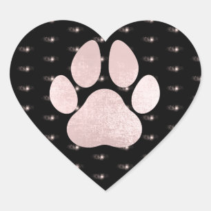 Dog Pet Paw Rose Burgund Glitter Heart Spark Sticker