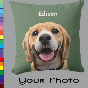 Dog Pet Photo Custom Colour Gift for Mom Grandma Throw Pillow