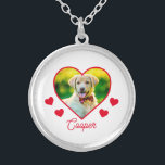Dog Pet Photo Heart Personalized Silver Plated Necklace<br><div class="desc">Custom Pet Design. The perfect way to keep your furry friends close,  no matter where you are! To customize,  simply upload a high-resolution photo of your pet. Insert Name. These design make a great gift for pet lovers or a special treat for yourself.</div>