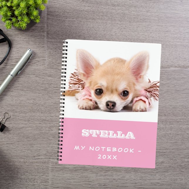 Dog pet photo pink white girl notebook (Creator Uploaded)