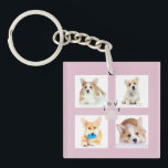 Dog photo and paw print college 4 Instagram images Keychain<br><div class="desc">Dog photo template ready for you to add your own images to. please note that the pictures are placeholders only . The templates are idea for your Instagram photos of your fur baby .</div>