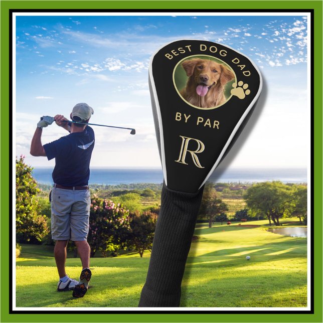 Dog Photo Best Dad By Par Custom Monogram Golf Head Cover (Creator Uploaded)