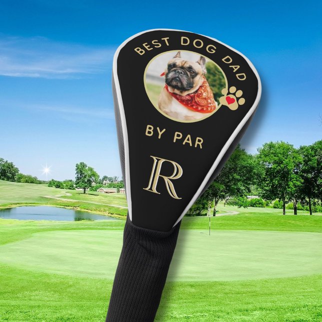 Dog Photo Best Dad By Par Custom Monogram Golf Head Cover (Creator Uploaded)