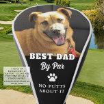 Dog Photo BEST DAD BY PAR Funny Custom Golf Head Cover<br><div class="desc">Create a funny photo golf head cover for a Dog Dad with the title BEST DAD BY PAR - NO PUTTS ABOUT IT (or your custom text at the bottom) in your choice of text, pawprint and background colour combinations in EDIT (shown in white on black). Makes a fun, meaningful...</div>