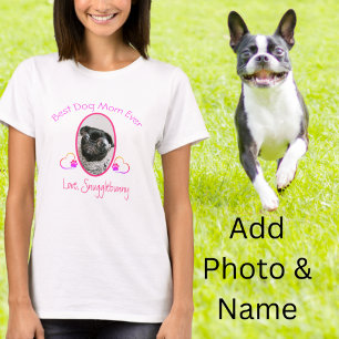 Dog Photo Best Dog Mom Ever Heart Paw Print T-Shir T-Shirt