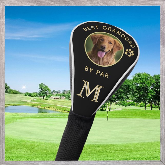 Dog Photo Best Granddad By Par Custom Monogram * Golf Head Cover (Creator Uploaded)