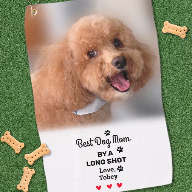 Dog Photo Best Mom Name Golfer Fun Dog Lover Cute Golf Towel (Dog Photo Best Mom Name Golfer Fun Dog Lover Cute Golf Towel)