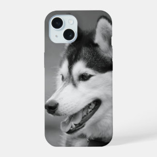Dog Photo Black and White Personalizable iPhone 15 Case